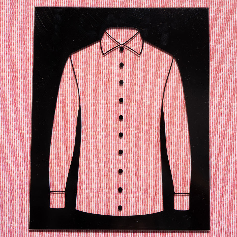 Red & White Thin Striped Pure Linen