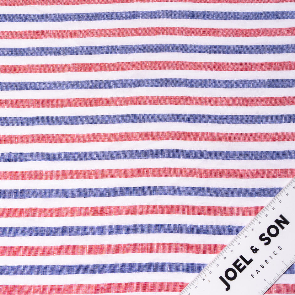 Red, White & Blue Candy Striped Pure Linen
