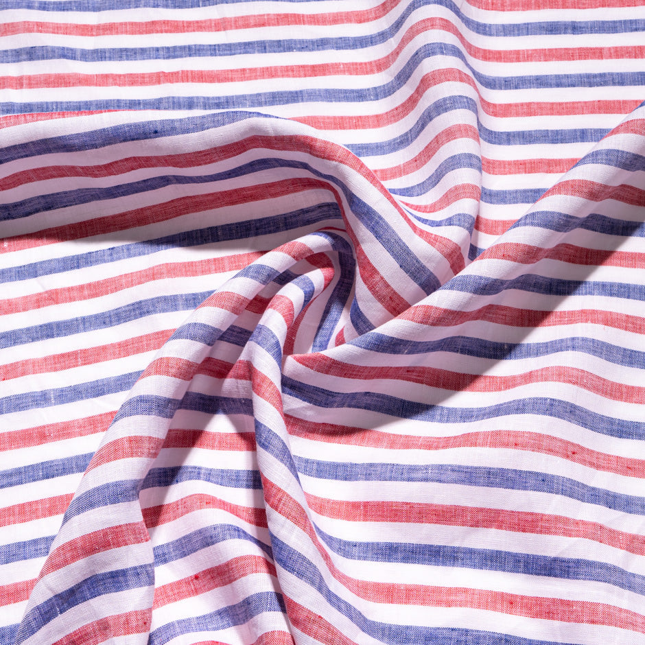 Red, White & Blue Candy Striped Pure Linen