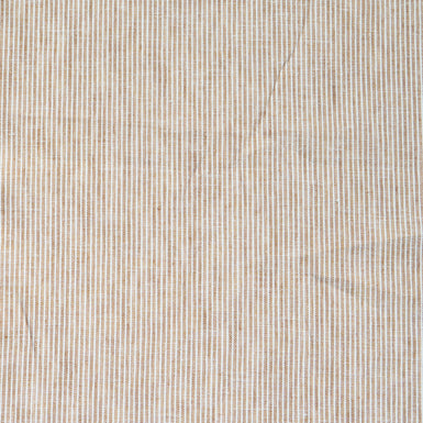 Beige & White Thin Striped Pure Linen