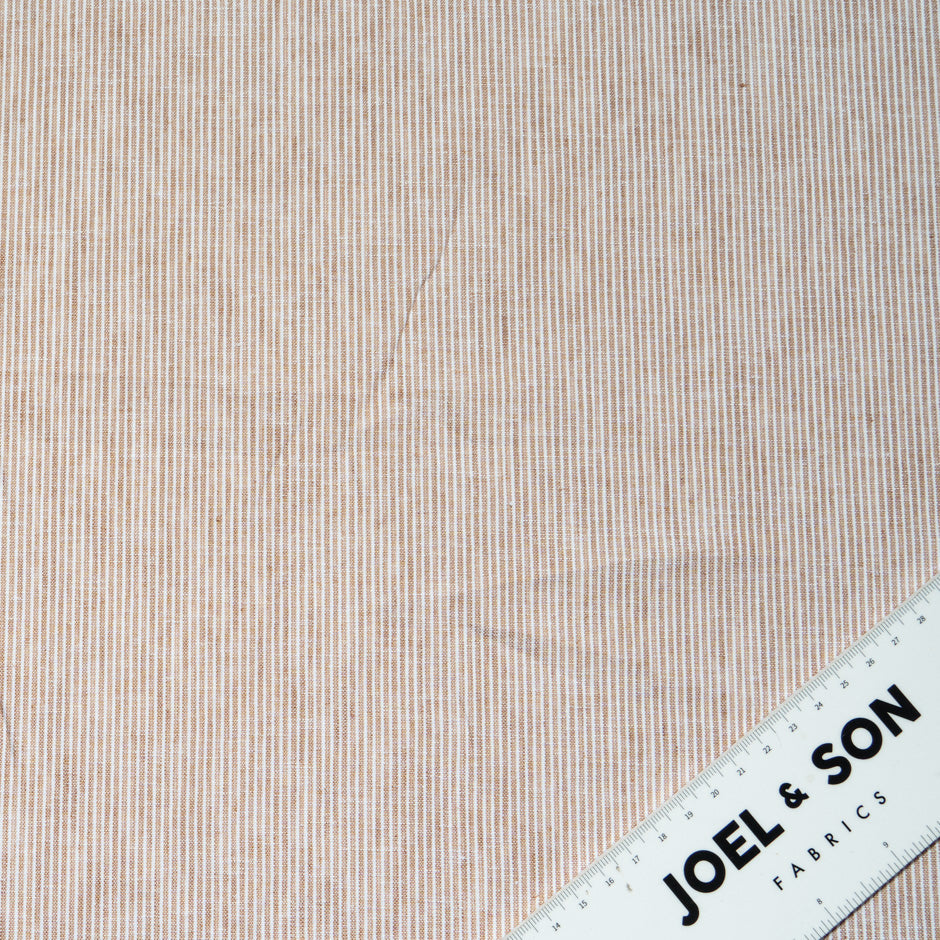 Beige & White Thin Striped Pure Linen