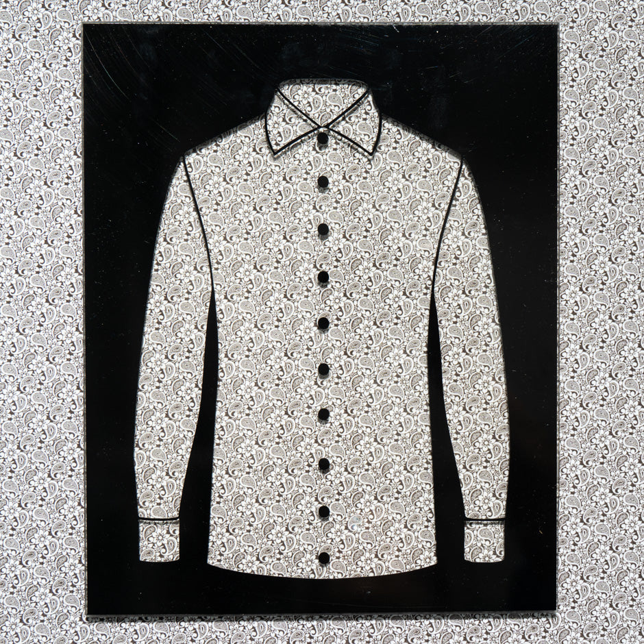 Brown Paisley Printed White Poplin Cotton Shirting