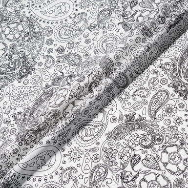 Monochrome Paisley Printed Pure Cotton Shirting