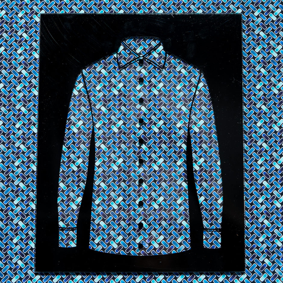 Blue Geometric Printed Pure Cotton