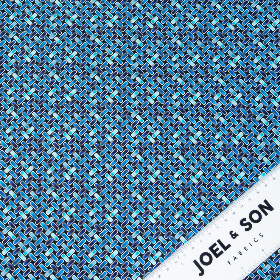 Blue Geometric Printed Pure Cotton