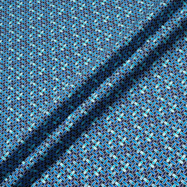 Blue Geometric Printed Pure Cotton