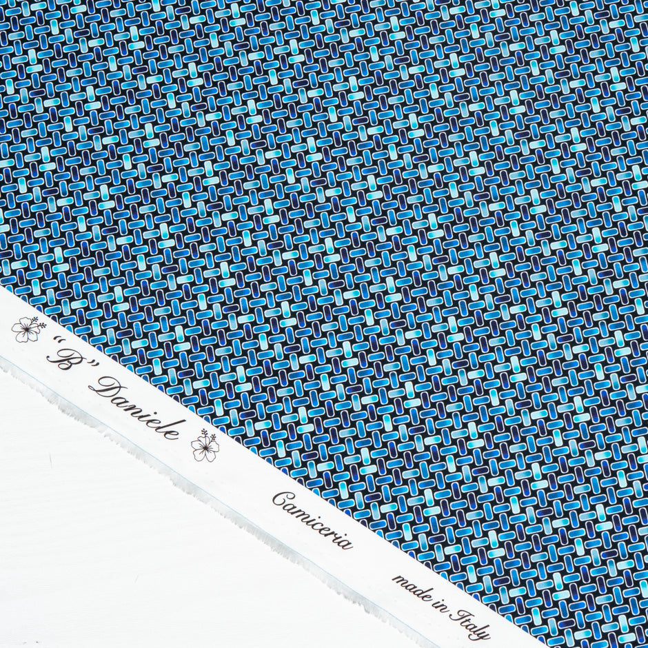 Blue Geometric Printed Pure Cotton