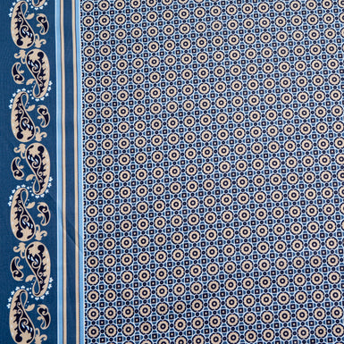 Beige Geometric Printed Blue Pure Cotton