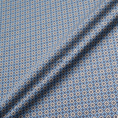 Beige Geometric Printed Blue Pure Cotton