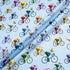 Multi-Coloured Cyclist Printed Blue Cotton Shirting