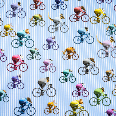 Multi-Coloured Cyclist Blue Pinstriped Cotton Shirting