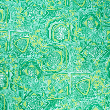 Green Patchwork Printed Pure Silk Twill