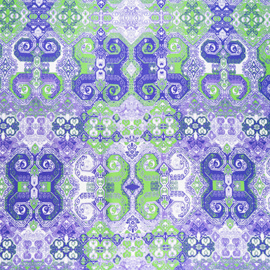 Green & Purple Patchwork Printed Pure Silk Twill