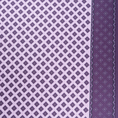 Purple Geo Square Printed Pure Silk Twill