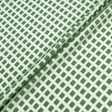 Green Geo Square Printed Pure Silk Twill