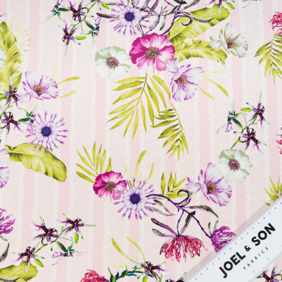 Purple & Pink Floral Printed Double Silk Crêpe