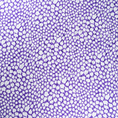 White Leaf Printed Purple Silk Jacquard