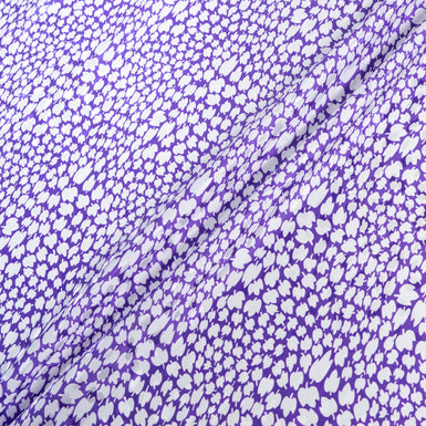 White Leaf Printed Purple Silk Jacquard