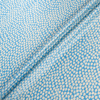 White Geo Printed Baby Blue Spot Silk Jacquard