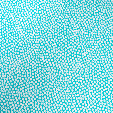 White Geo Printed Turquoise Spot Silk Jacquard