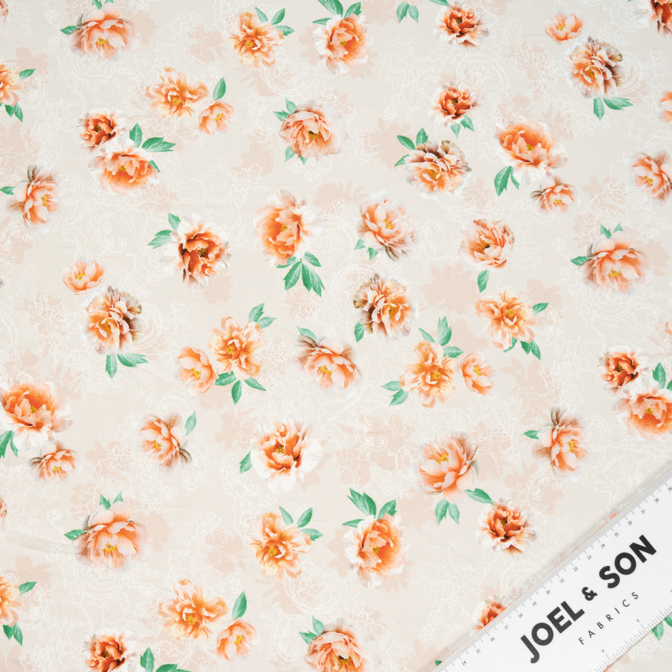 Orange Rose Printed Pure Luxury Cotton