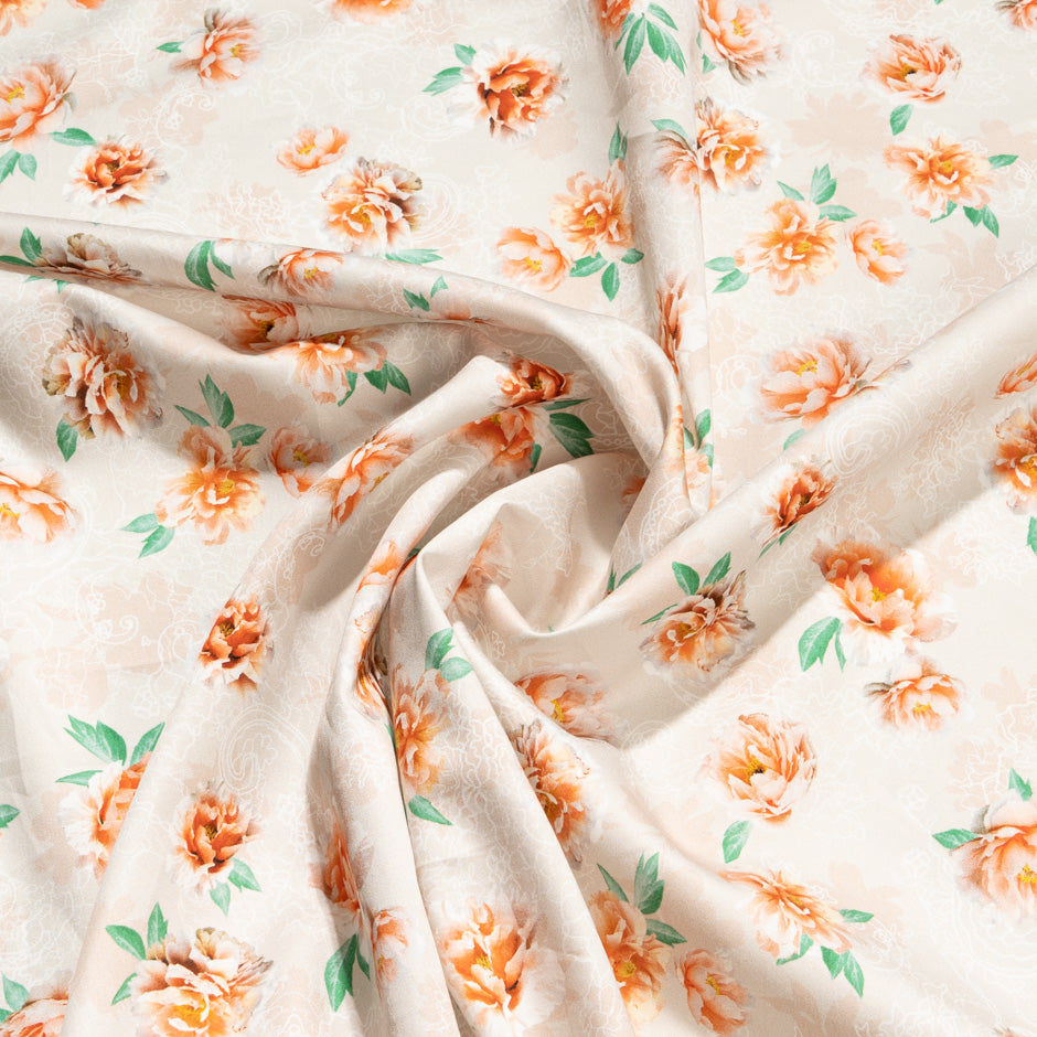 Orange Rose Printed Pure Luxury Cotton