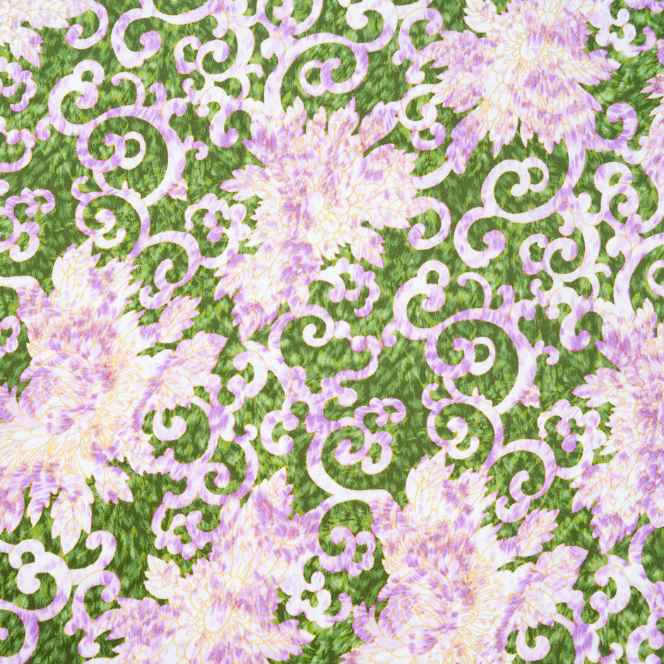 Purple & Green Floral Vision Printed Luxury Cotton (A 3.25m Piece)