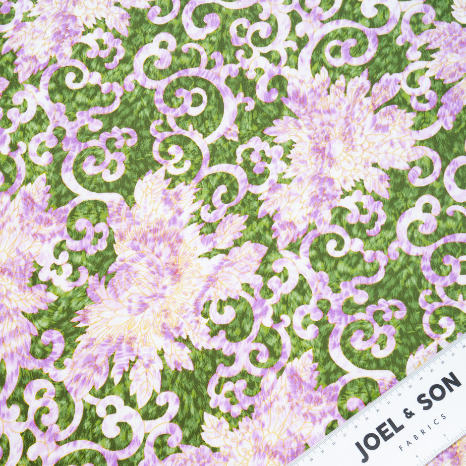 Purple & Green Floral Vision Printed Luxury Cotton (A 3.25m Piece)