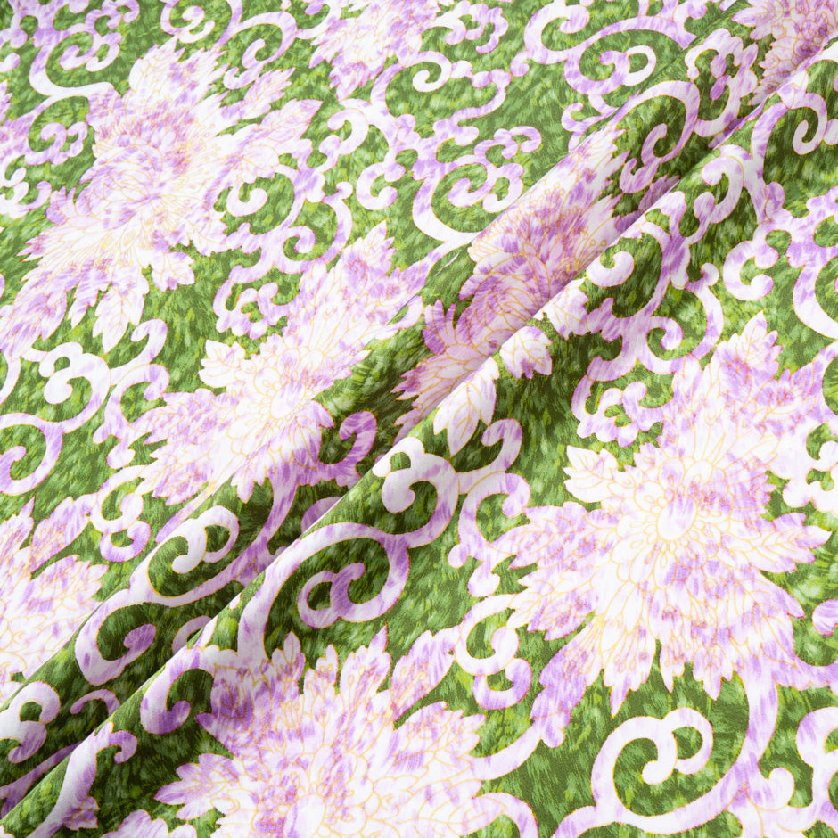 Purple & Green Floral Vision Printed Luxury Cotton (A 3.25m Piece)