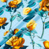 Mustard Yellow Rose Printed Blue Pure Cotton (A 1.55m Piece)