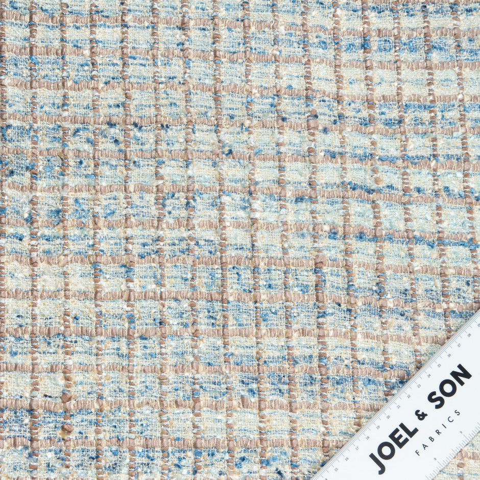 Putty, Blue & Vanilla Woven Microfibre Bouclé