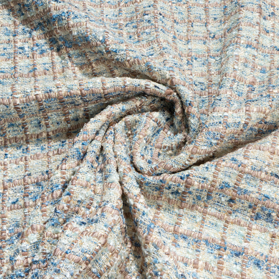 Putty, Blue & Vanilla Woven Microfibre Bouclé