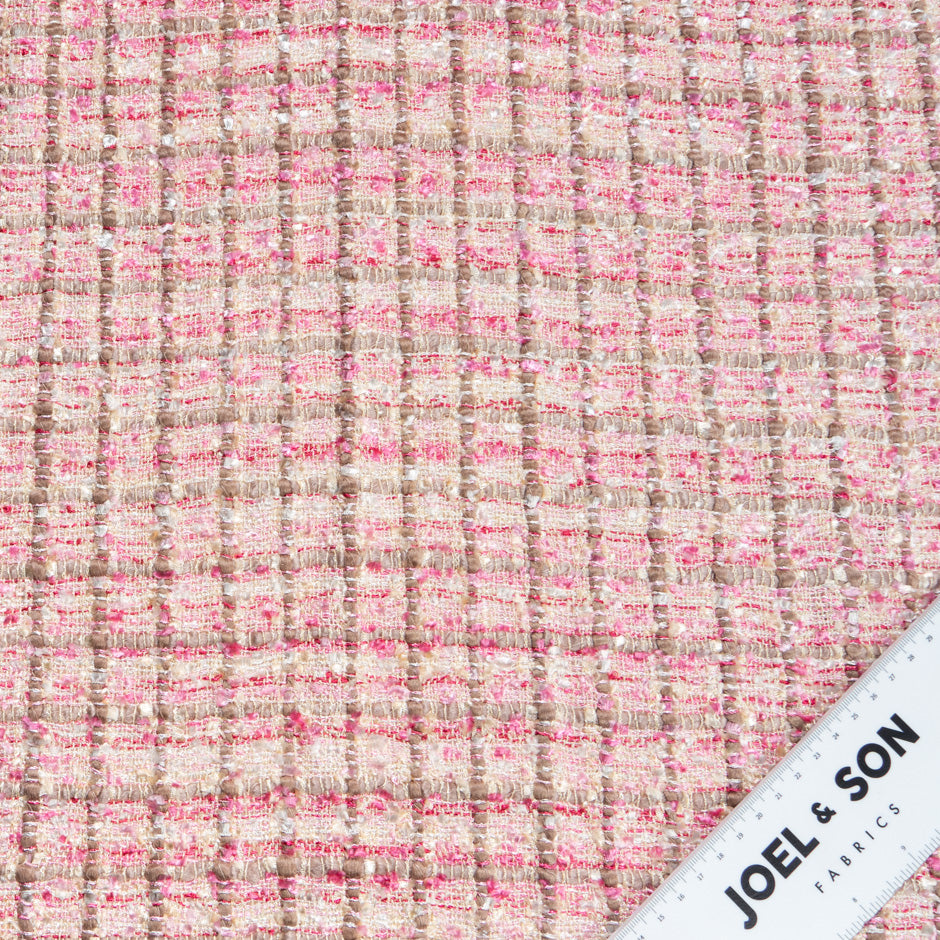 Pink, Beige & Cream Woven Microfibre Bouclé (A 1.65m Piece)