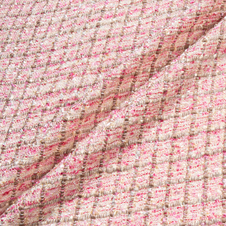 Pink, Beige & Cream Woven Microfibre Bouclé (A 1.65m Piece)