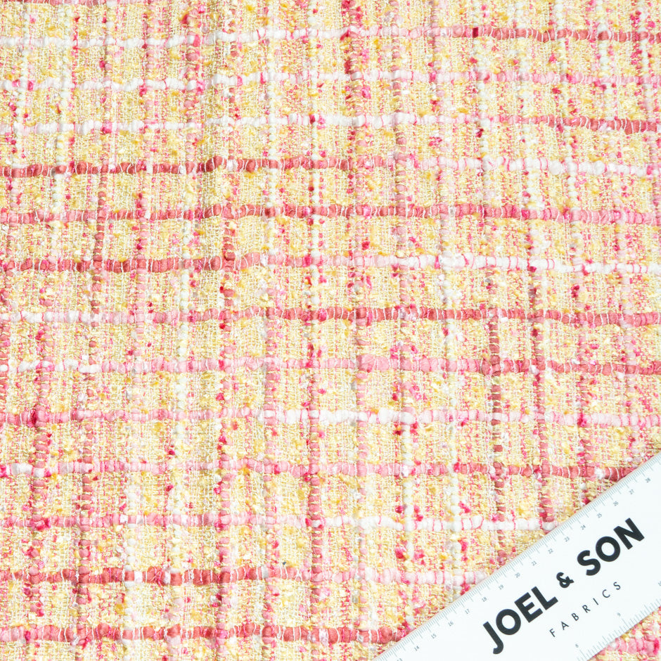 Yellow & Pink Woven Microfibre Bouclé