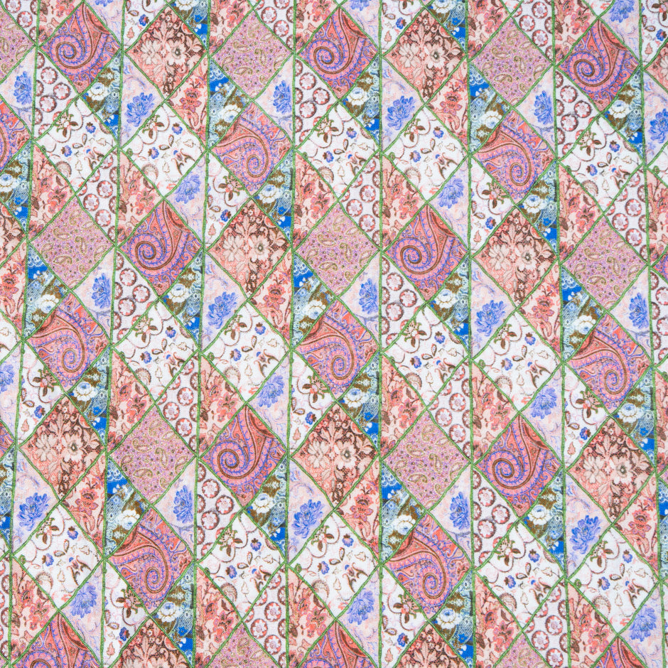 Pink Floral Patchwork Printed Pure Linen (A 3.40m Piece)