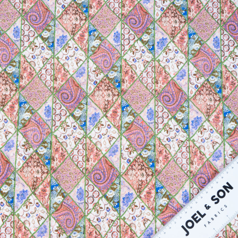 Pink Floral Patchwork Printed Pure Linen (A 3.40m Piece)