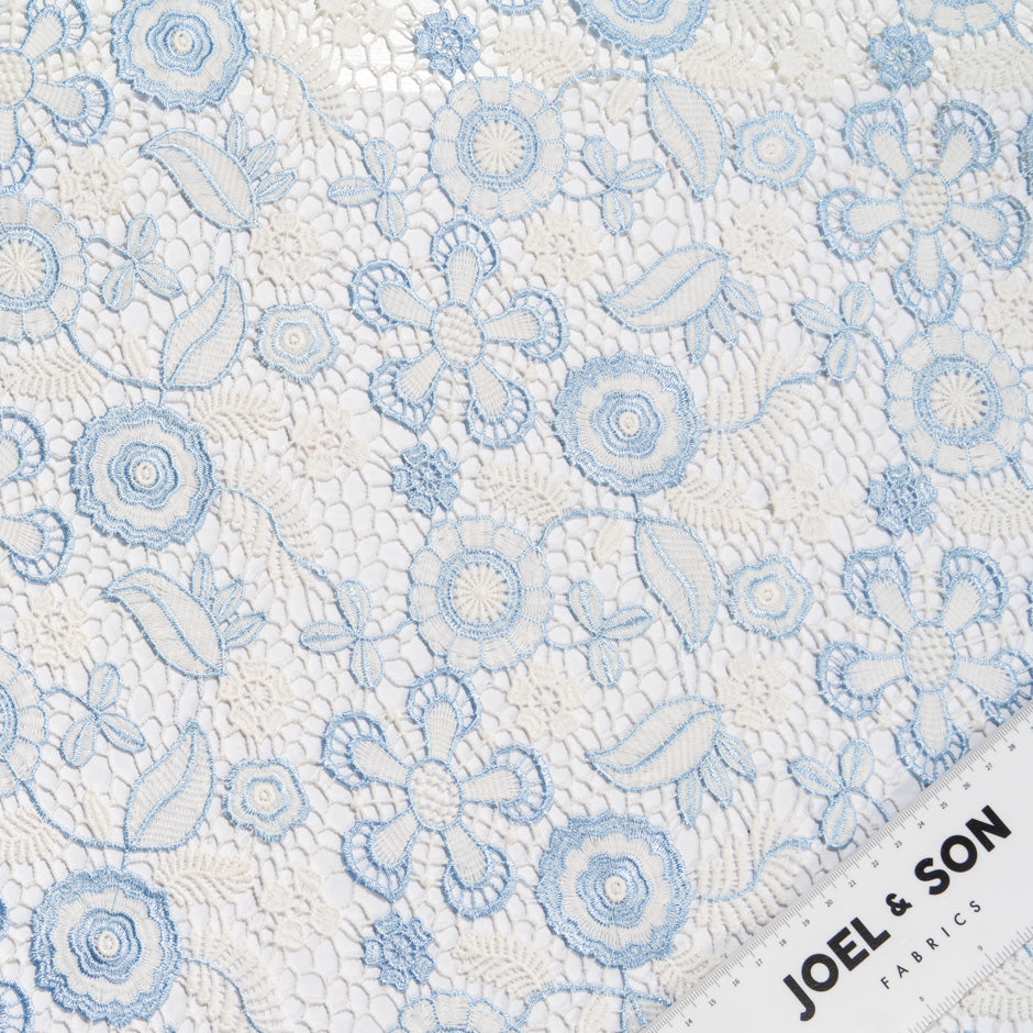 Baby Blue & Ivory Floral Guipure Lace