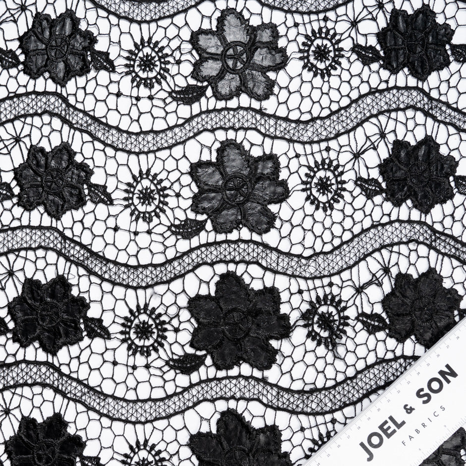 Black PVC Floral Guipure Lace