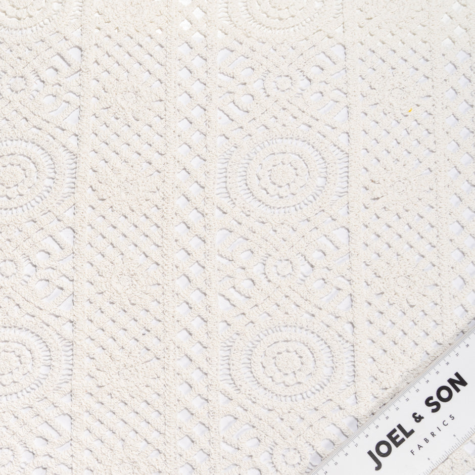Ivory Geometric Cotton Blend Guipure Lace