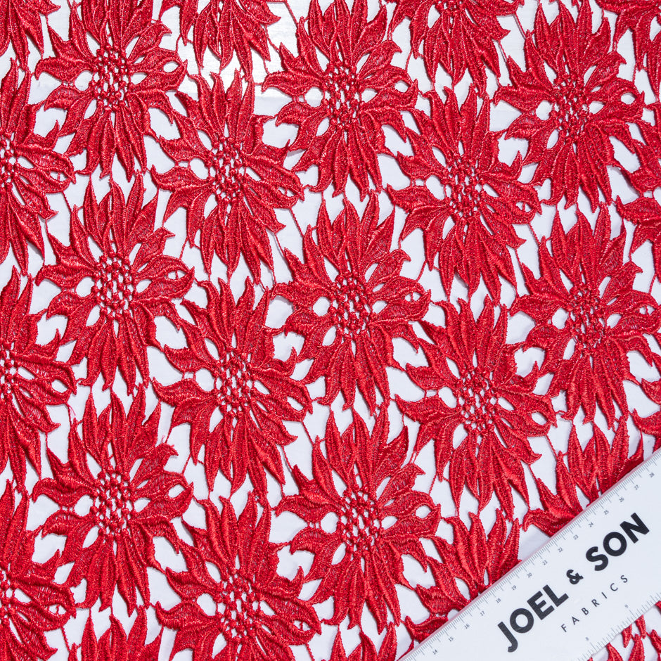 Deep Red 'Sunflower' Guipure Lace