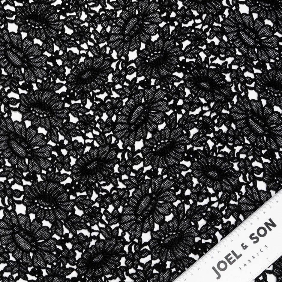 Black Busy Floral Guipure Lace