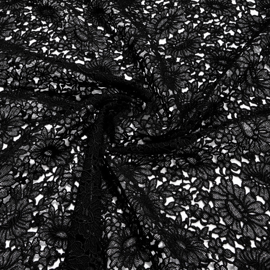 Black Busy Floral Guipure Lace