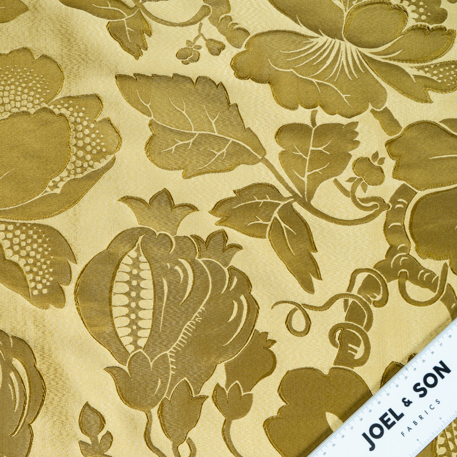 Large Floral Dark Gold Silk Brocade