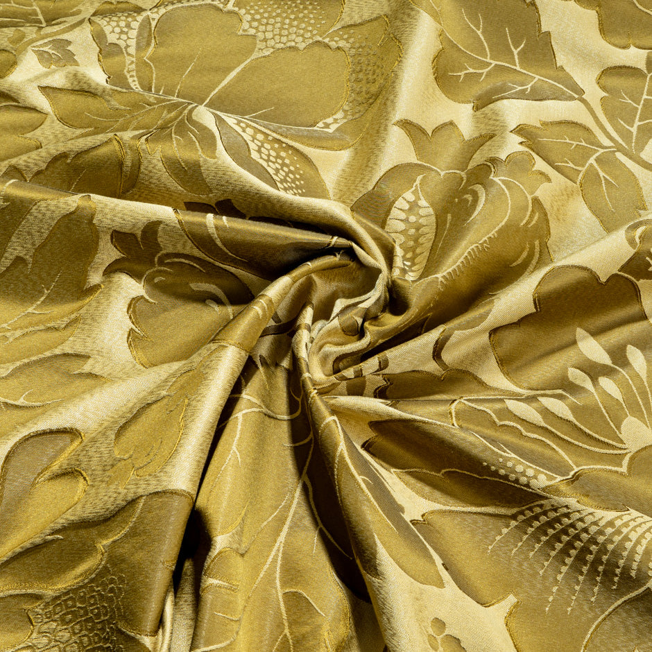 Large Floral Dark Gold Silk Brocade