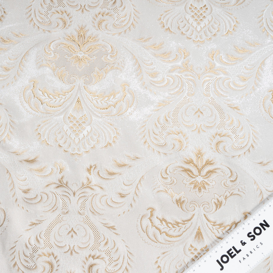 Soft Beige & Gold Floral Jacquard Brocade