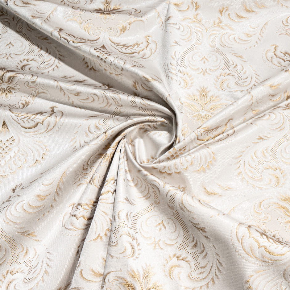 Soft Beige & Gold Floral Jacquard Brocade