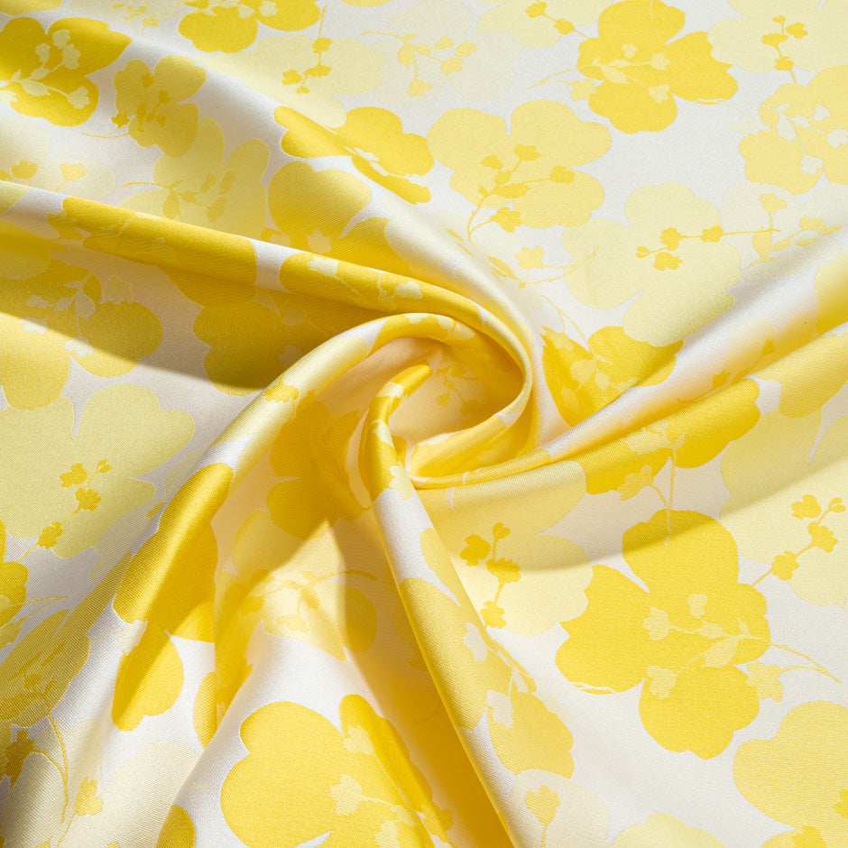 Yellow Floral Jacquard Silk Blend Brocade (A 3m Piece)
