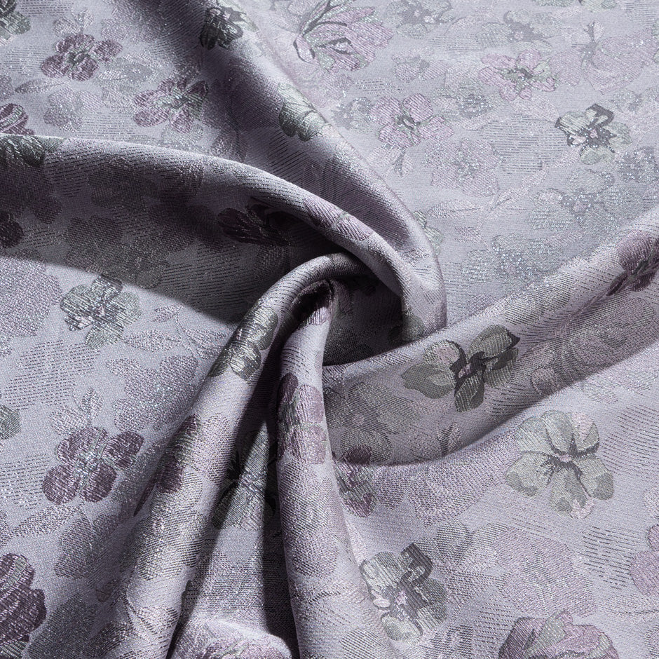 Pale Lavender Floral Metallic Brocade