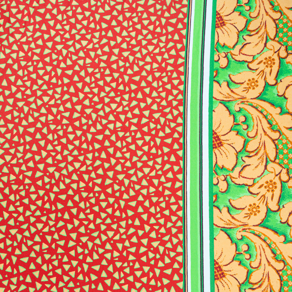 Triangular Printed Red Pure Silk Twill